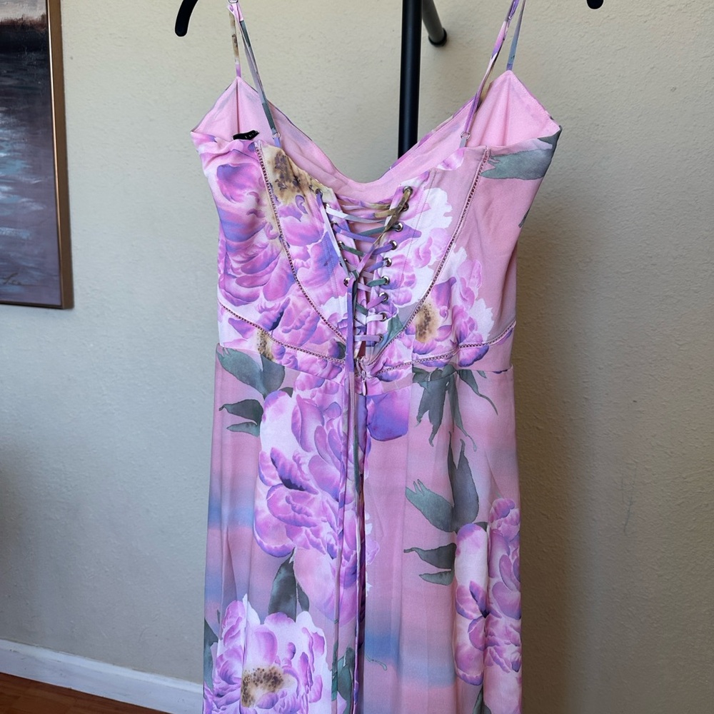 House‎ of CB ‘Seren Pink Floral Floral Lace Back Maxi Dress NWOT Size XL A-C - Picture 9 of 17
